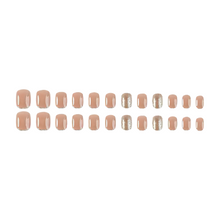 Press-On Nails - 24pcs Golden Nude Glitter French