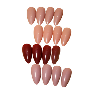 Almond Brown, Nude, Red and Purple - Press-On Nails (96PCS)