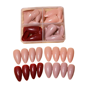 Almond Brown, Nude, Red and Purple - Press-On Nails (96PCS)