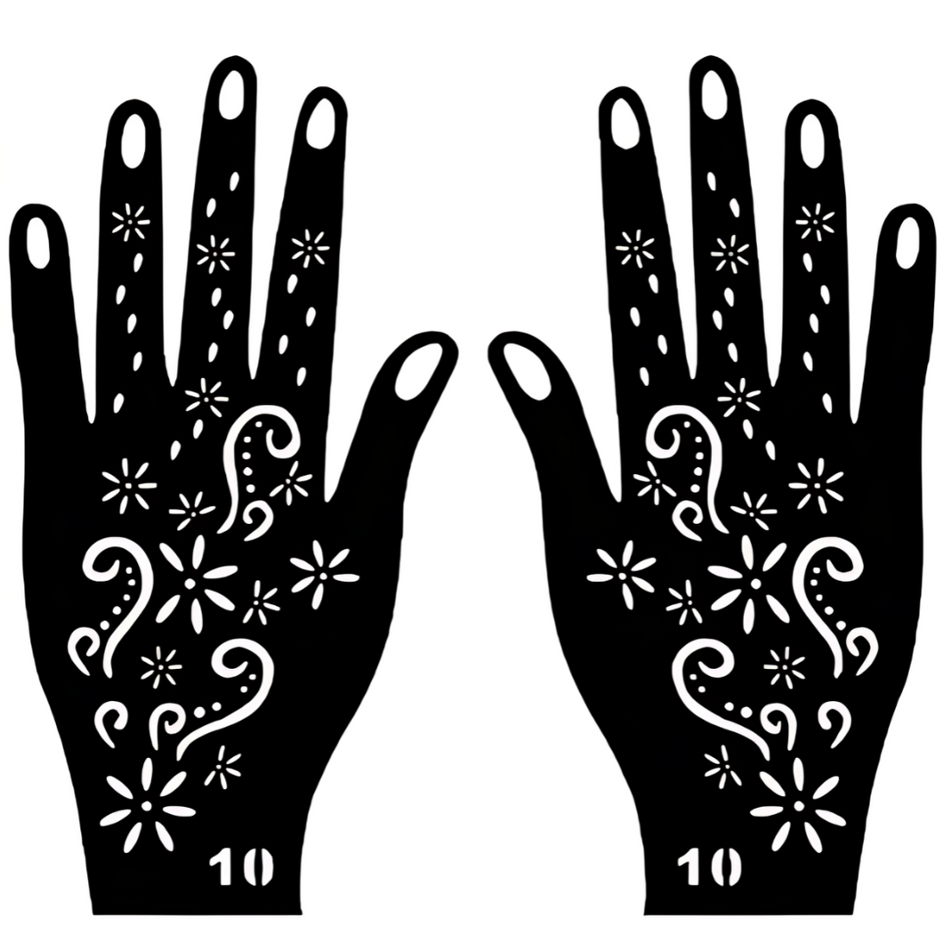 Henna Hand Pattern - 10 (2pc)