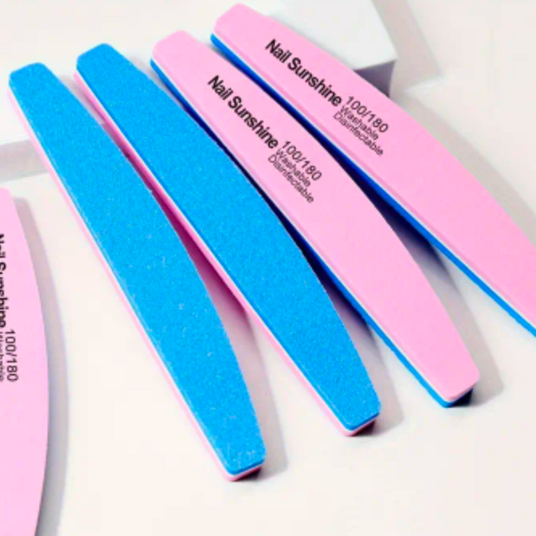 Nail File - Double Sided 100/180 Grit - Pink and Blue