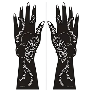 Wedding Henna Hand Pattern - Desert Rose (2pc)