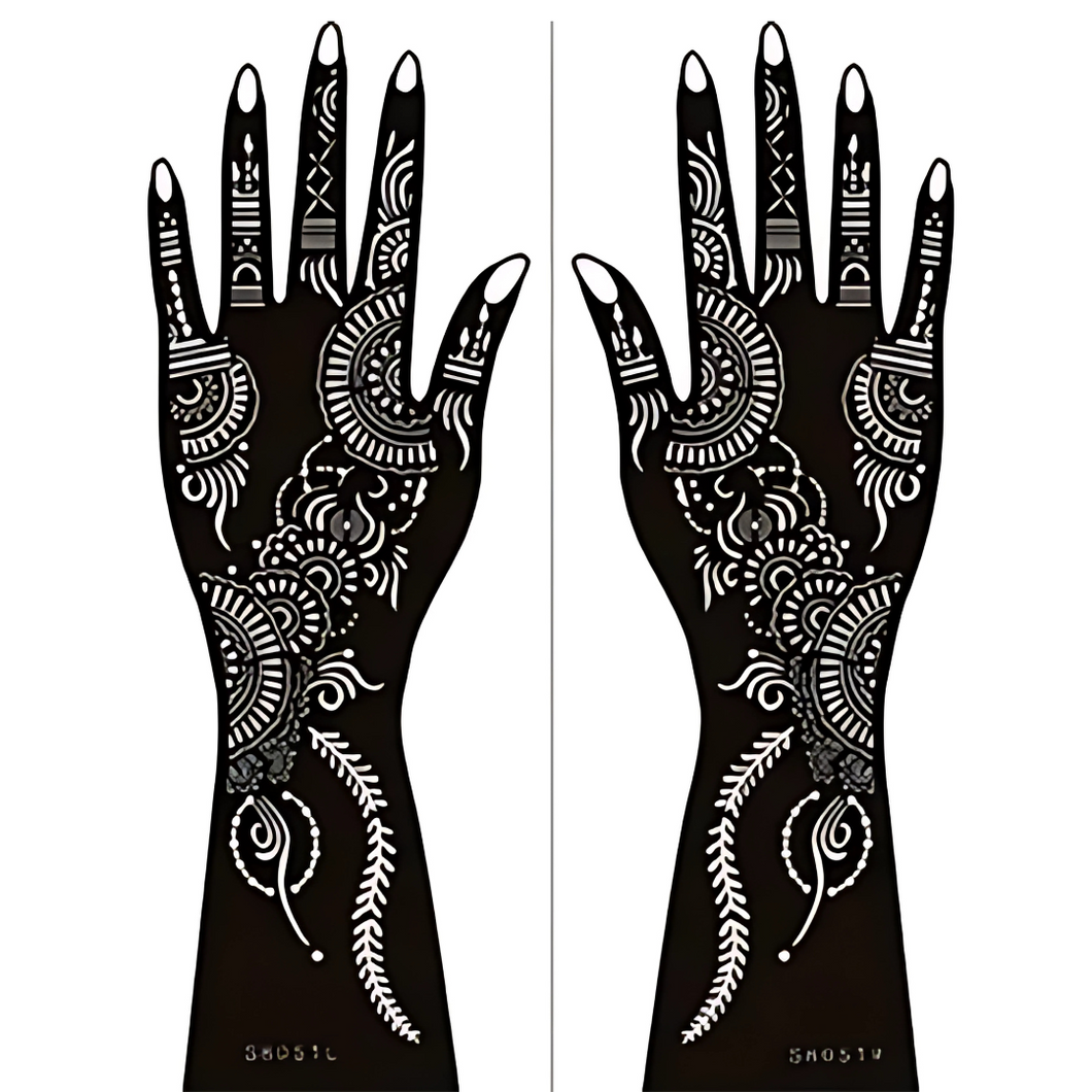 Wedding Henna Hand Pattern - Elegance (2pc)